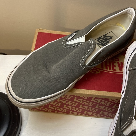 Gray Slip On Vans Women 10 Men 8.5 - Picture 2 of 5